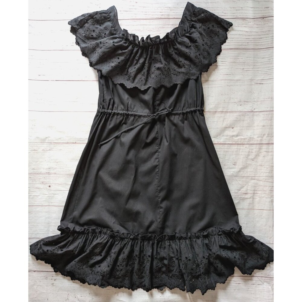 Cactus N.Y.C Women Dress Black Off Shoulders Above Knee Eyelets Drawstring Size5
